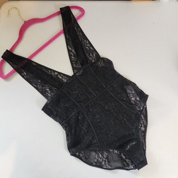 Zara Sheer Black Lace Bodysuit Lingerie Size XL New Sexy Whimsygoth Coquette - Picture 5 of 7